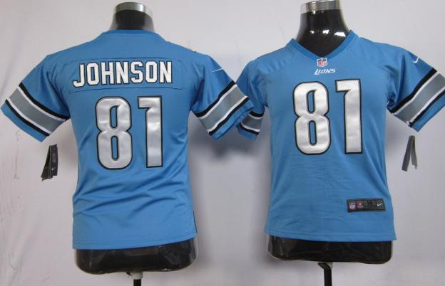 Kids Nike Detroit Lions 81# Calvin Johnson Blue Nike NFL Jerseys Cheap