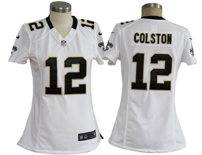 Cheap Women Nike New Orleans Saints #12 Marques Colston White Nike NFL Jerseys