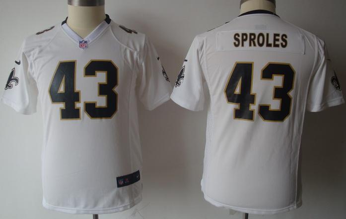 Kids Nike New Orleans Saints 43 Darren Sproles White Nike NFL Jerseys Cheap