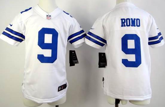 Kids Nike Dallas Cowboys 9# Tony Romo White Nike NFL Jerseys Cheap