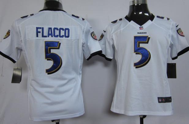 Cheap Women Nike Baltimore Ravens #5 Joe Flacco White Nike NFL Jerseys