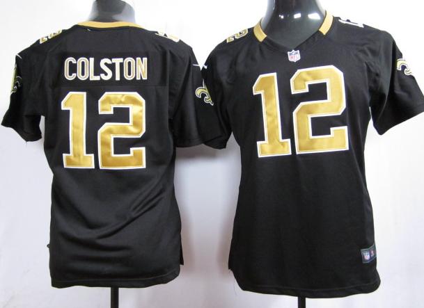 Cheap Women Nike New Orleans Saints #12 Marques Colston Black Nike NFL Jerseys