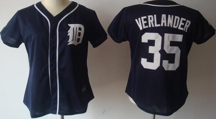 Women Detroit Tigers 35 Verlander Black 2011 Women's MLB Jerseys
