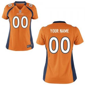 Cheap Women Nike Denver Broncos Customized Game Team Color Orange Nike NFL Jerseys