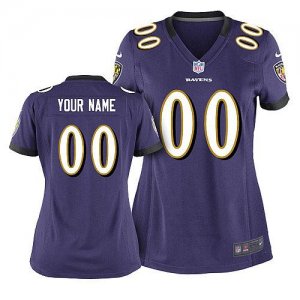 Cheap Women Nike Baltimore Ravens Customized Game Team Color Purple Nike NFL Jerseys