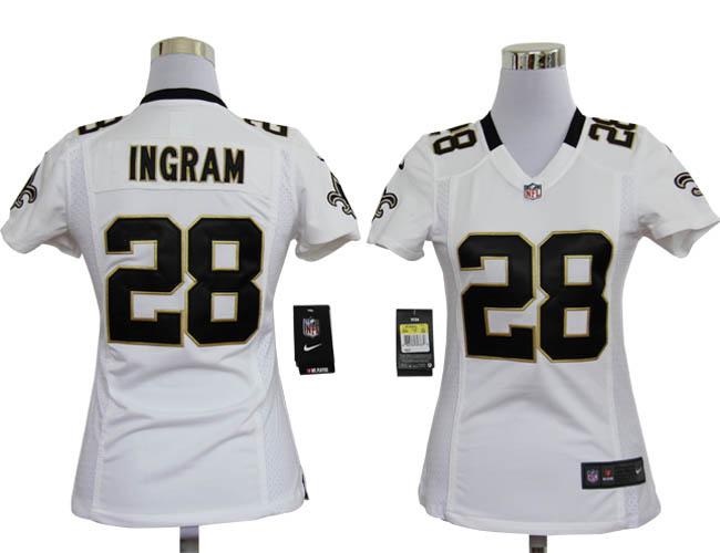 Cheap Womens Nike New Orleans Saints 28 Ingram White Nike NFL Jerseys