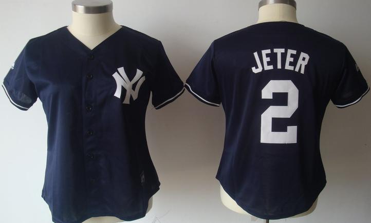 Women New York Yankees 2 Derek Jeter Black 2011 Women's MLB Jerseys