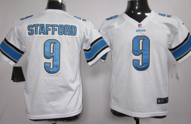 Kids Nike Detroit Lions 9# Matthew Stafford White Nike NFL Jerseys Cheap