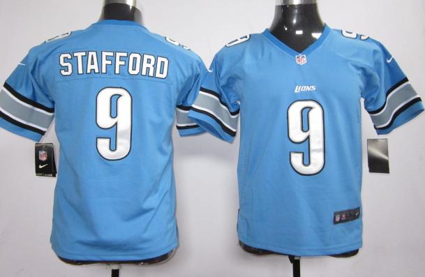 Kids Nike Detroit Lions 9# Matthew Stafford Blue Nike NFL Jerseys Cheap