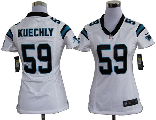 Cheap Women Nike Carolina Panthers 59 Kuechly White Nike NFL Jersey