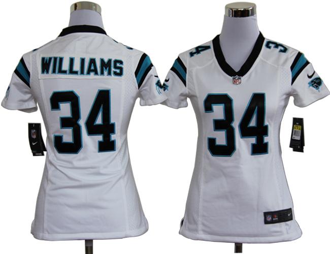 Cheap Women Nike Carolina Panthers #34 DeAngelo Williams White Nike NFL Jerseys
