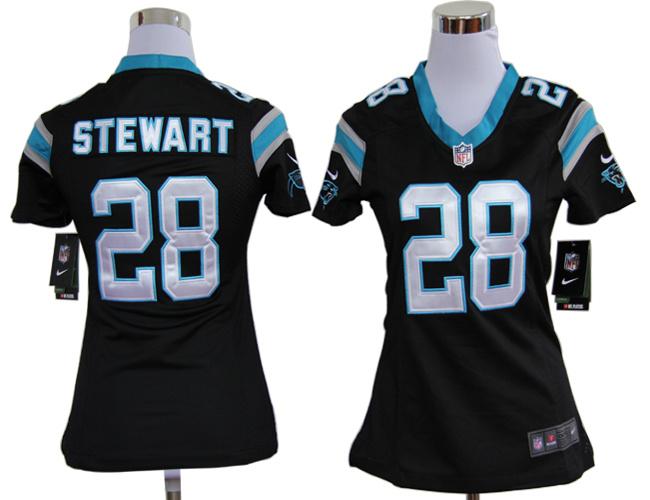 Cheap Women Nike Carolina Panthers #28 Jonathan Stewart Black Nike NFL Jerseys
