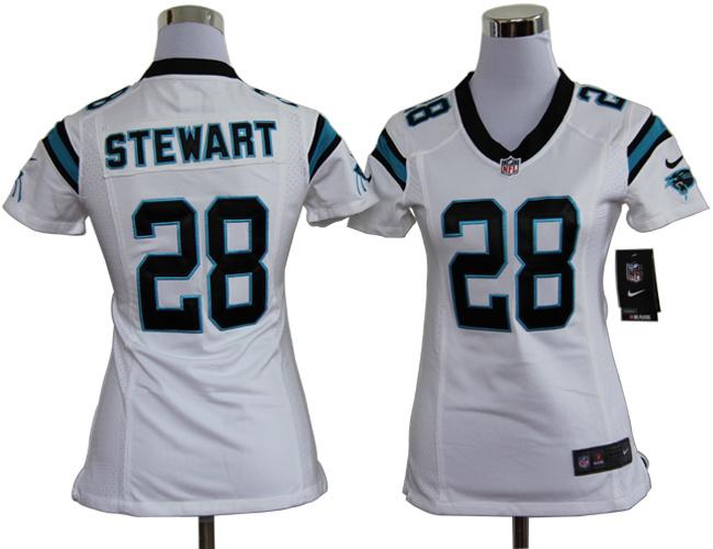 Cheap Women Nike Carolina Panthers #28 Jonathan Stewart White Nike NFL Jerseys