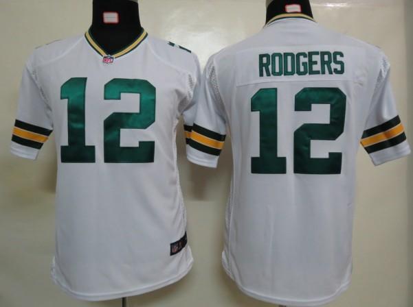Kids Nike Green Bay Packers #12 Aaron Rodgers White Nike NFL Jerseys Cheap