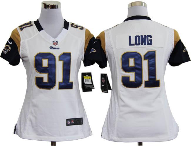 Cheap Women Nike St.Louis Rams 91# Chris Long White Nike NFL Jerseys