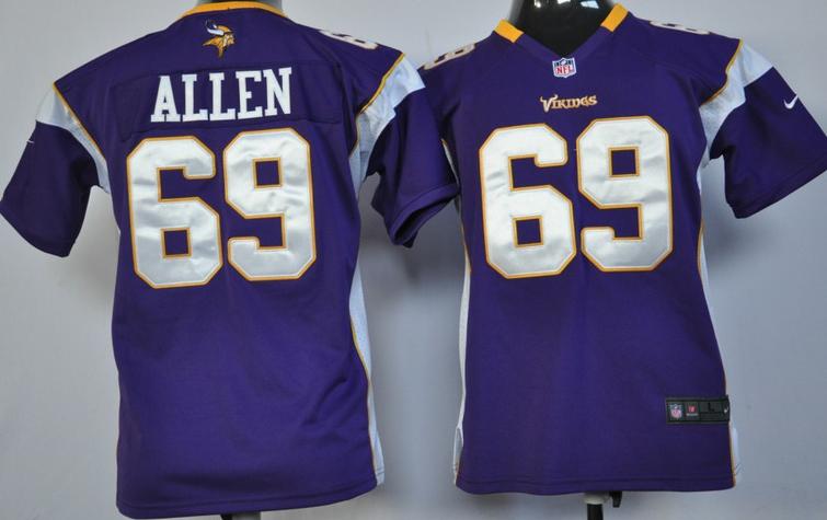 Kids Nike Minnesota Vikings 69# Jared Allen Purple Nike NFL Jerseys Cheap