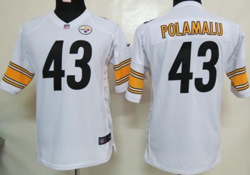 Kids Nike Pittsburgh Steelers #43 Troy Polamalu White Nike NFL Jerseys Cheap