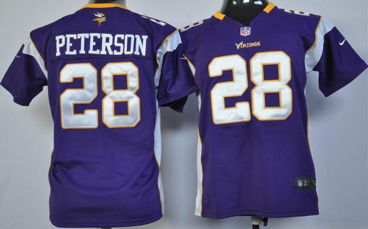 Kids Nike Minnesota Vikings 28# Adrian Peterson Purple Nike NFL Jerseys Cheap