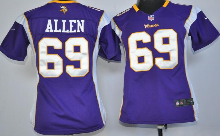Cheap Women Nike Minnesota Vikings 69# Jared Allen Purple Nike NFL Jerseys