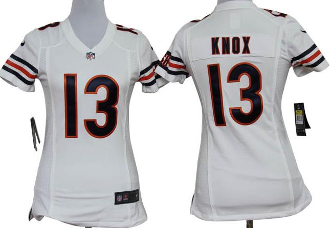 Cheap Women Nike Chicago Bears 13 Johnny Knox White Nike NFL Jerseys