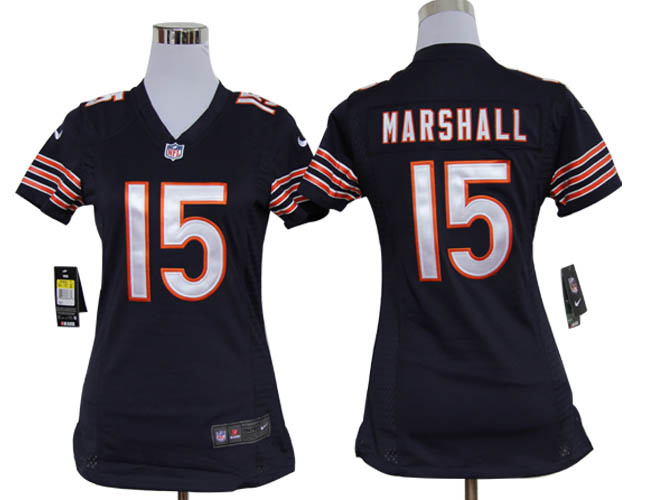 Cheap Women Nike Chicago Bears #15 Marshall Blue Nike NFL Jerseys