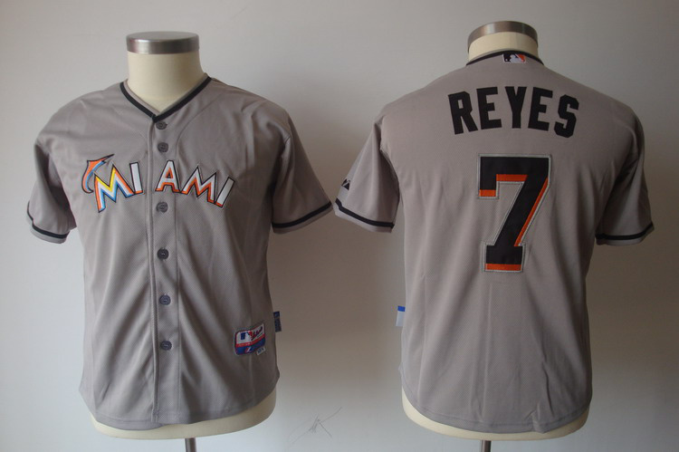 Kids Miami Marlins 7 Jose Reyes Grey MLB Jerseys Cheap