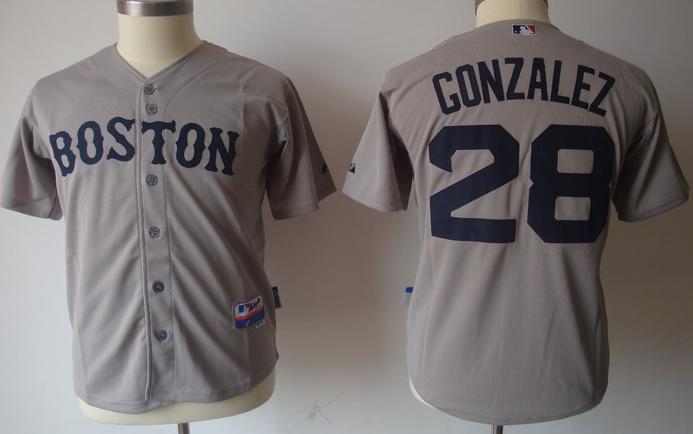 Kids Boston Red Sox 28 Adrian Gonzalez Grey Jersey Cheap