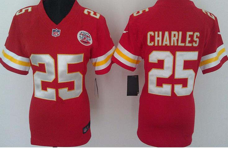 Cheap Women Nike Kansas City Chiefs 25# Jamaal Charles Red Nike NFL Jerseys