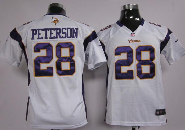 Kids Nike Minnesota Vikings 28# Adrian Peterson White Nike NFL Jerseys Cheap
