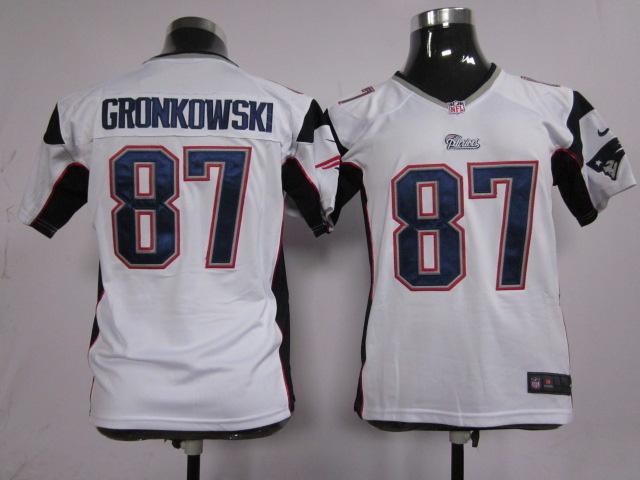 Kids Nike New England Patriots 87 Rob Gronkowski White Nike NFL Jerseys Cheap