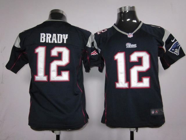 Kids Nike New England Patriots 12 Tom Brady Blue Nike NFL Jersey Cheap