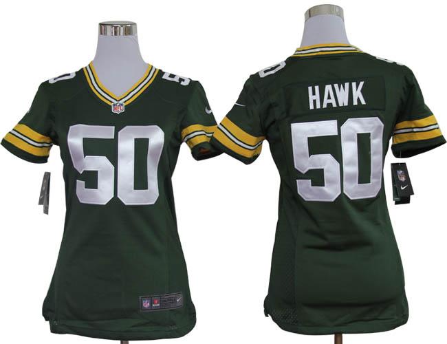 Cheap Women Nike Green Bay Packers 50 A.J.Hawk Green Nike NFL Jerseys