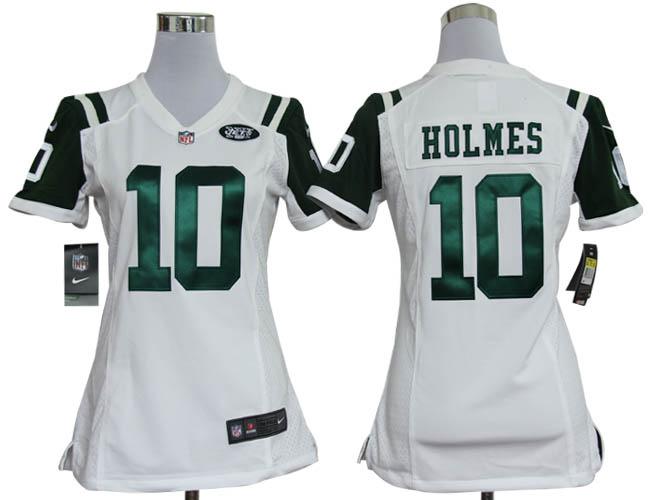 Cheap Women Nike New York Jets 10# Santonio Holmes White Nike NFL Jerseys