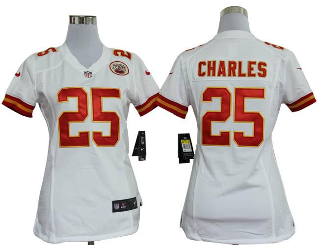 Cheap Women Nike Kansas City Chiefs 25# Jamaal Charles White Nike NFL Jerseys