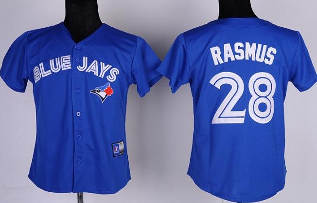 Cheap Women Toronto Blue Jays 28 Colby Rasmus Blue MLB Jerseys