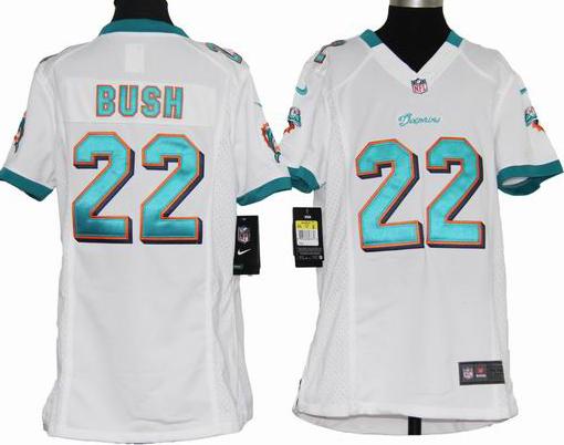 Kids Nike Miami Dolphins 22 Bush White Nike NFL Jerseys Cheap