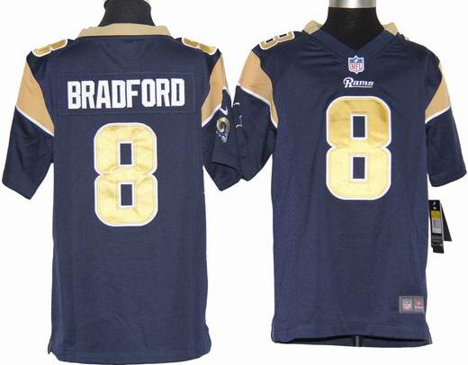 Kids Nike St. Louis Rams 8# Sam Bradford Blue Nike NFL Jerseys Cheap