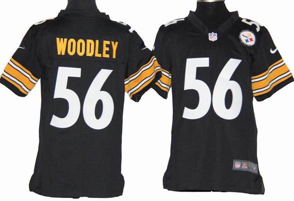 Kids Nike Pittsburgh Steelers #56 Lamarr Woodley Black Nike NFL Jerseys Cheap