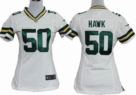 Cheap Women Nike Green Bay Packers 50 A.J.Hawk White Nike NFL Jerseys