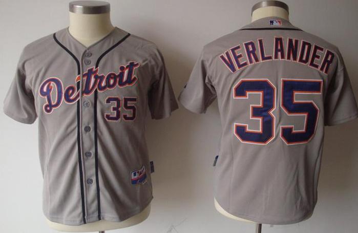 Kids Detroit Tigers 35 Verlander Grey MLB Jerseys Cheap