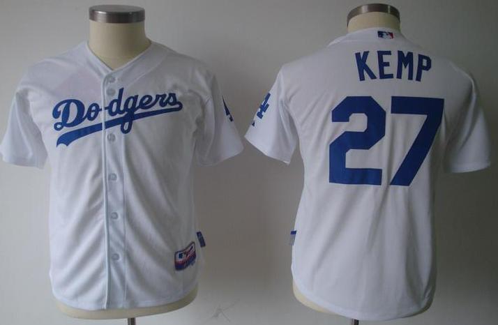 Kids Los Angels Dodgers #27 Matt Kemp White MLB Jersey Cheap