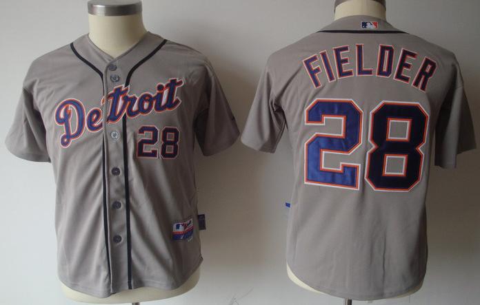 Kids Detroit Tigers 28 Prince Fielder Grey MLB Jerseys Cheap