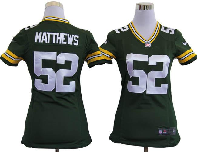Cheap Women Nike Green Bay Packers #52 Clay Matthews Green Nike NFL Jerseys