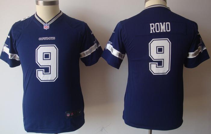 Kids Nike Dallas Cowboys 9# Tony Romo Blue Nike NFL Jerseys Cheap