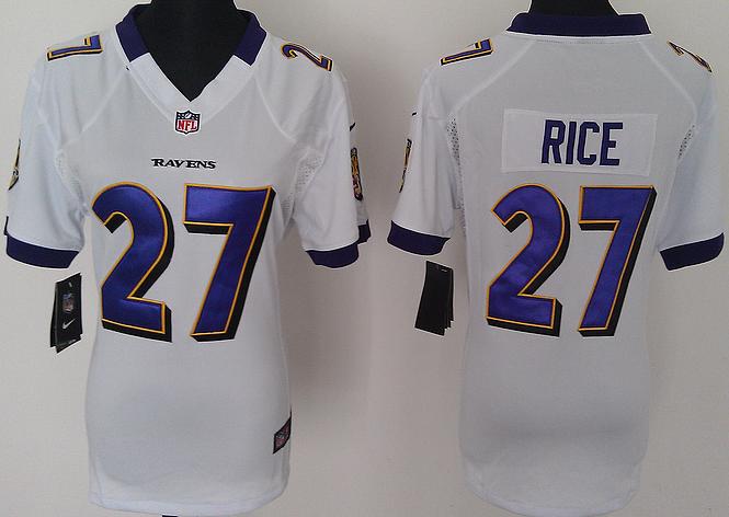Cheap Women Nike Baltimore Ravens 27 Rice White Nike NFL Jerseys
