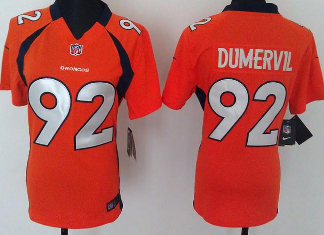 Cheap Women Nike Denver Broncos 92# Elvis Dumervil Orange Nike NFL Jerseys
