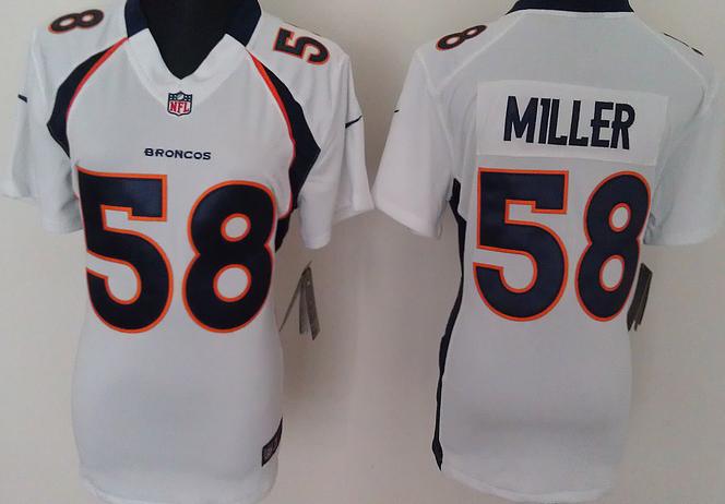 Cheap Women Nike Denver Broncos 58# Von Miller White Nike NFL Jerseys