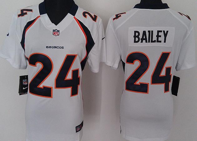 Cheap Women Nike Denver Broncos 24# Champ Bailey White Nike NFL Jerseys