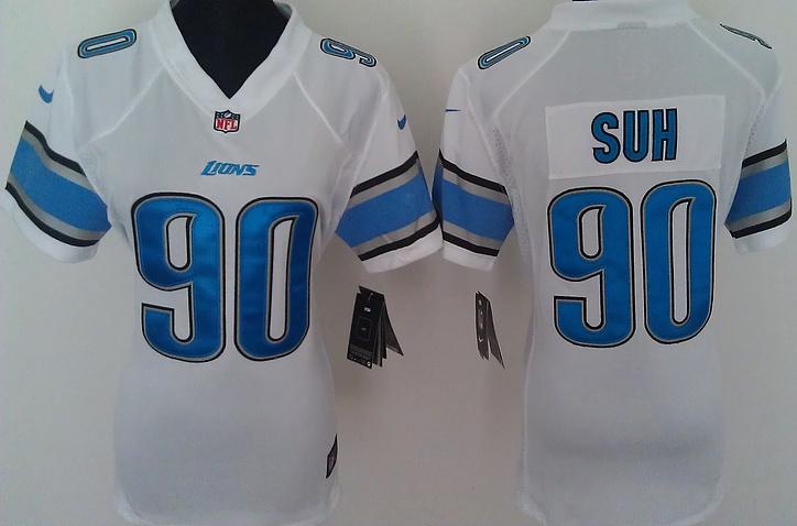 Cheap Women Nike Detroit Lions 90# Ndamukong Suh White Nike NFL Jerseys