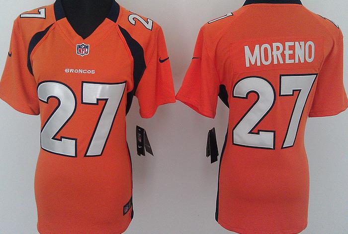 Cheap Women Nike Denver Broncos 27# Knowshon Moreno Orange Nike NFL Jerseys